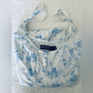 Ralph Lauren White and Light Blue Floral Nightgown